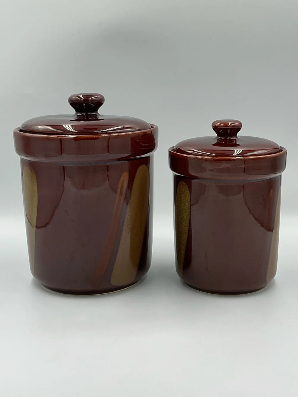 Sango “Avanti Brown” 4722 Stoneware Canisters with Lids